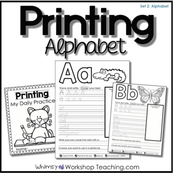Printing Practice 2: Workbook Letters Words + Sentences | Literacy