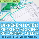 Differentiated Problem Solving Recording Sheets - Editable