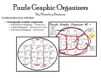 Preview of Differentiated Puzzle Essay Graphic Organizer - 5 Paragraphs & 3 Sentences