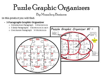 Preview of Differentiated Puzzle Essay Graphic Organizer - 5 Paragraphs & 5 Sentences
