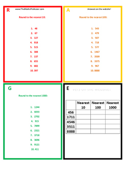 Preview of Differentiated (RAGE) Rounding to the nearest 10 100 1000- TheMathsProfessor.com