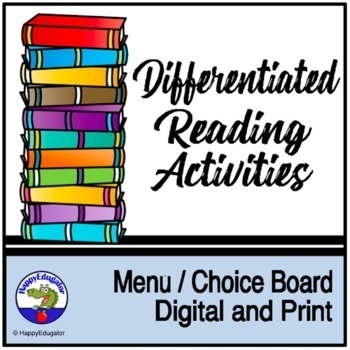 Preview of Differentiated Reading Activities Menu Choice Board - Project Based Learning