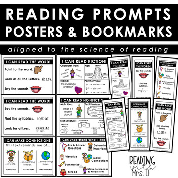 Preview of Reading Prompts: Posters & Bookmarks (aligned to the science of reading)