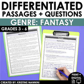 Preview of Differentiated Reading Comprehension Passages | Genre Fantasy Stories
