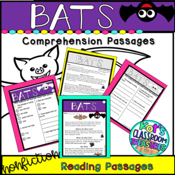 Reading Comprehension Passages : Bats by KOT'S CLASSROOM TREASURES
