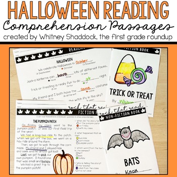 Preview of Halloween Reading Comprehension Passages and Questions for October