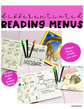 Preview of Bilingual Differentiated Reading Menus (editable)