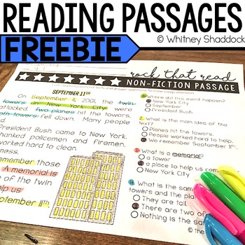 Preview of Reading Comprehension Passages and Questions FREEBIE