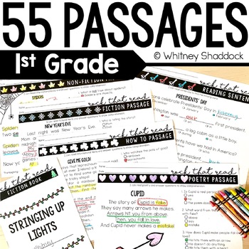 Preview of First Grade Reading Passages With Comprehension Questions - Year Long BUNDLE