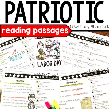 Preview of Patriotic & Memorial Day Reading Comprehension Passages and Questions
