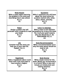 Preview of Differentiated Reading Response Task Cards Common Core Aligned