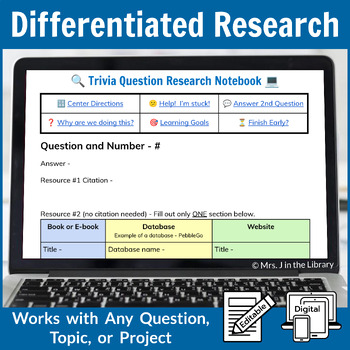 Preview of Differentiated Research Notebooks and Lesson for Google Docs