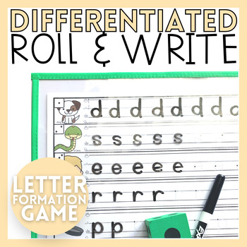 Preview of Differentiated Roll and Write Games Lowercase Letter Formation Handwriting