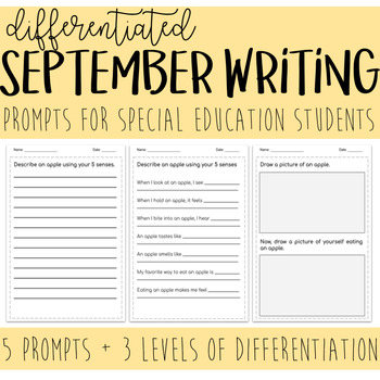 Preview of Differentiated SEPTEMBER Writing Prompts