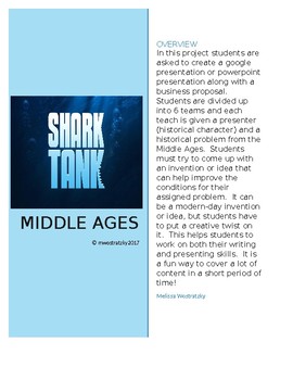 Preview of Differentiated Shark Tank Project on Middle Ages with Rubric