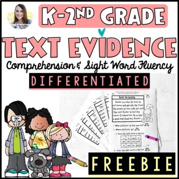 Preview of Reading Comprehension Passages | Text Evidence & Sight Word Practice (Freebie)