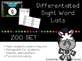 Differentiated Sight Words: Zoo Set