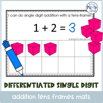 Preview of Single Digit Addition with Ten Frame Mats, includes Google Slides™