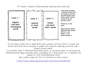 Preview of Differentiated Spelling, 2 Abbreviation lists, -our, -ar
