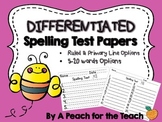Differentiated Spelling Test Papers: 5-20 words, ruled and