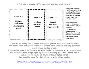 Preview of Differentiated Spelling, antonyms, kn-, gn-, silent w, f to v + es, apostrophes