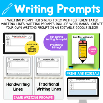 Differentiated Spring Reading Comprehension Passages and Writing Prompts