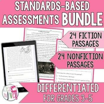 Preview of Differentiated Standards-Based Reading Assessments Bundle | Digital & Printable