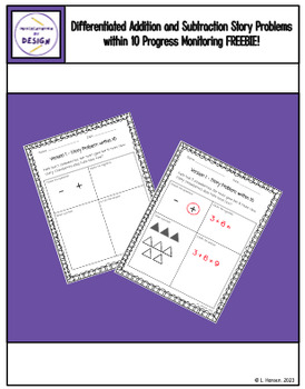 Preview of Differentiated Story Problems within 10 Progress Monitoring FREEBIE