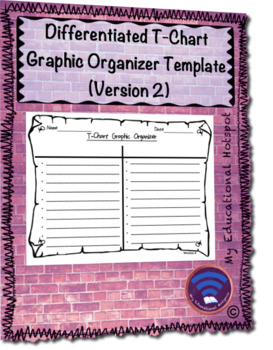 Differentiated T Chart Graphic Organizer Template (Horizontal Version)