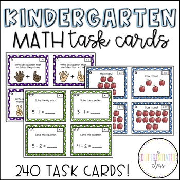 Preview of Kindergarten Math Task Cards Bundle {Number Sense, Addition, Subtraction}