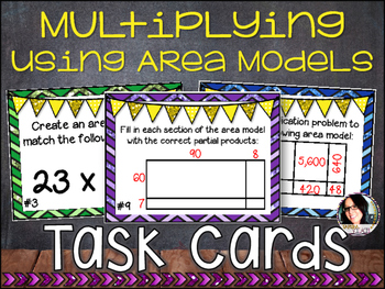 Differentiated Task Cards Multiplying Numbers Using Area Models 5.NBT.5