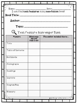 Differentiated Text Feature Worksheets by Tools For Tomorrow | TpT