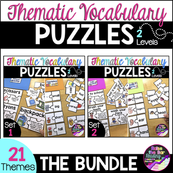 Preview of Thematic Vocabulary Puzzles Bundle - English as a Second Language ESL ELL