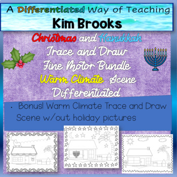 Preview of Christmas and Hanukkah Trace and Draw Picture Bundle for Warm Climate