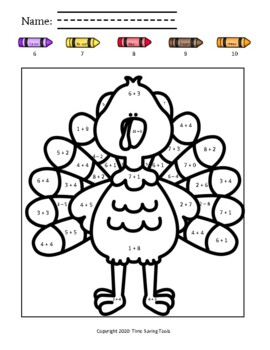 Differentiated Turkey Color By Number by Time Saving Tools | TpT