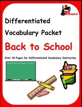 Preview of Differentiated Vocabulary Packet for English Language Learners - Back to School