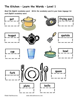 Kitchen Objects 2  English words, Learn english, English