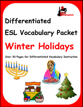 Preview of Differentiated Vocabulary Packet for  ESL students - Winter Holidays