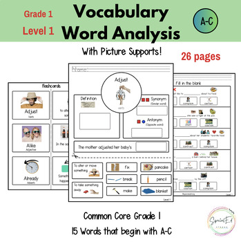Preview of Vocab Graphic Organizers and Word mapping - Level 1 (SPED/ESL/EEL/Autism)