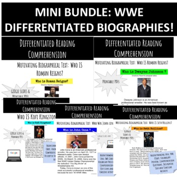 Preview of Differentiated Wrestling Biographies for Middle School SpEd BUNDLE!