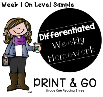 Preview of Differentiated Weekly Homework with Leveled Spelling and Fluency Passages