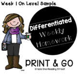 Differentiated Weekly Homework with Leveled Spelling and F