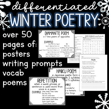 Preview of Differentiated Winter Holiday Poetry - Vocab, Writing, Reading