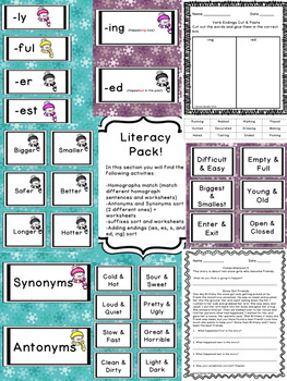 Differentiated Winter Literacy Pack by Crafty Curriculum | TPT