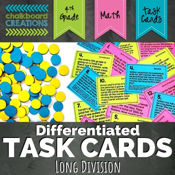 Preview of Differentiated Word Problem Task Cards: Long Division