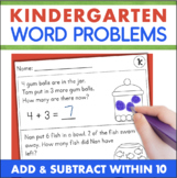 Kindergarten Word Problems Simple Single Digit Addition & 
