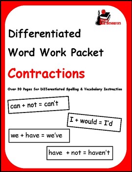Preview of Differentiated Word Work & Vocabulary Packet - Contractions