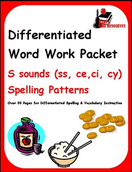 Preview of Differentiated Word Work & Vocabulary Packet - S Sounds - SS, CE, CI, CY