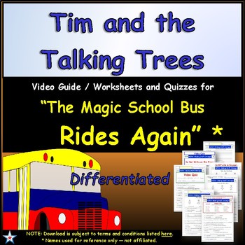 Preview of Differentiated Worksheet, Quiz Ans - Magic School Bus Tim and Talking Trees *