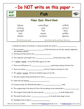 Differentiated Worksheet Quiz Ans For Eyewitness Fish By Star Materials